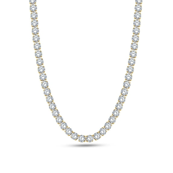 AFFY Round Cut Lab Created Moissanite 6MM Width Tennis Chain Necklace For Men Women In 14K Yellow Gold Plated 925 Sterling Silver, (VVS1 Clarity, 55.00 CT), Length - 18"