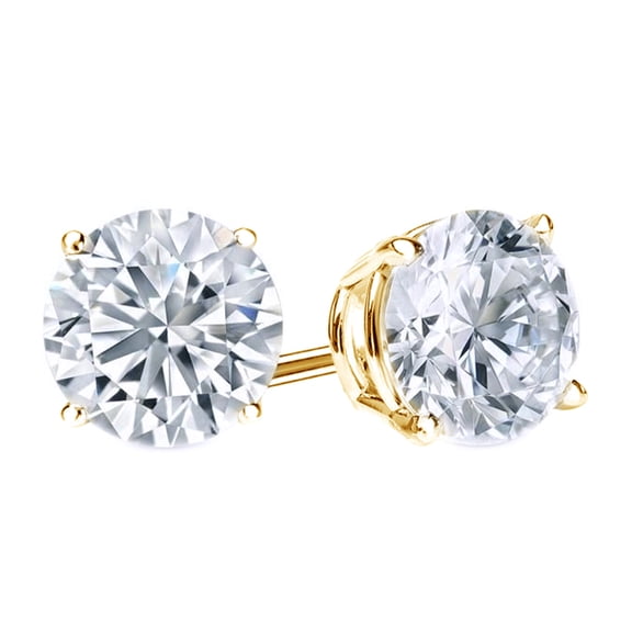 AFFY Round Cut Natural Diamond Basket Stud Earrings In 14K Solid Yellow Gold (0.75 Ct)