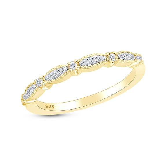 AFFY Round Cut Natural Diamond Vintage Style Wedding Band in 14K Yellow Gold Over Sterling Silver (0.14 Cttw), Ring Size-12
