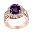 thumbnail image 1 of AFFY Oval Cut Simulated Amethyst & White CZ 14k Rose Gold Over Sterling Silver Vintage Style Engagement Ring, 1 of 1
