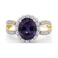 thumbnail image 1 of AFFY Oval Cut Simulated Amethyst & White CZ 14k Yellow Gold Over Sterling Silver Vintage Style Engagement Ring, 1 of 1