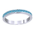 thumbnail image 1 of AFFY Round Cut Simulated Blue Aquamarine CZ Eternity Band Ring In 14k White Gold Over Sterling Silver (0.33 Cttw) By, 1 of 1