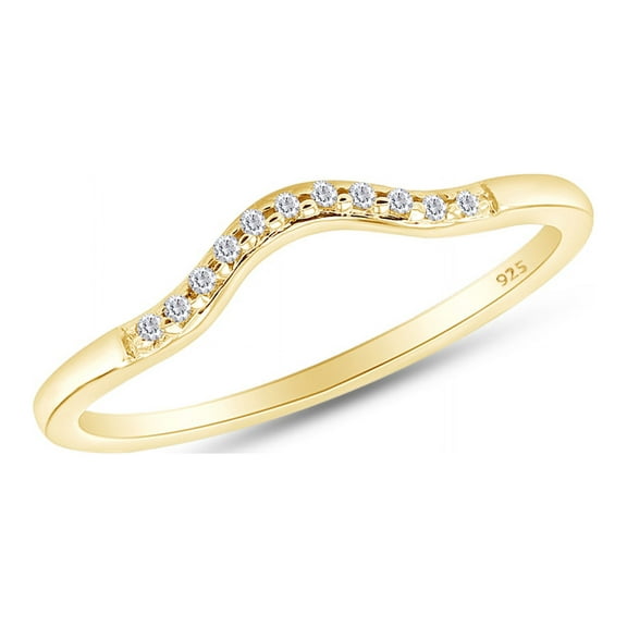 AFFY Round Cut Simulated Cubic Zirconia Curved Wedding Band Ring In 14k Yellow Gold Over Sterling Silver Ring Size-13