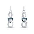 thumbnail image 1 of AFFY Round Cut White & Blue 0.25 Cttw Natural Diamond Heart Infinity Dangle Earrings In 14K White Gold Over Sterling Silver, 1 of 5