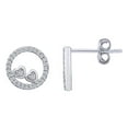 thumbnail image 1 of AFFY Round Cut White Cubic Zirconia Two Tone Heart In Circle Stud Earrings In 14k White Gold Over Sterling Silver, 1 of 1
