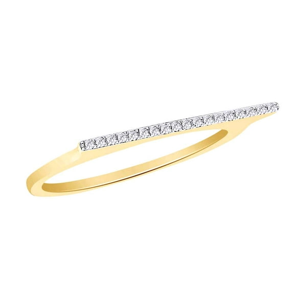 AFFY Round Cut White Natural Diamond (0.05 Cttw) Bar Engagement Ring In 10K Solid Yellow Gold,Ring Size: 6.5