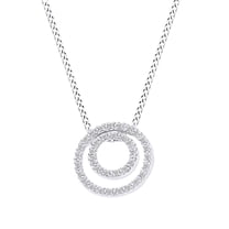 AFFY Round Cut White Natural Diamond Circle Pendant Necklace In 14k White Gold