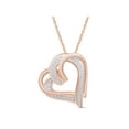 thumbnail image 1 of AFFY Round Cut White Natural Diamond Double Heart Pendant Necklace In 14K Rose Gold Over Sterling Silver (0.10 cttw, I-J Color, I2-I3 Clarity) With 18" Chain, 1 of 7