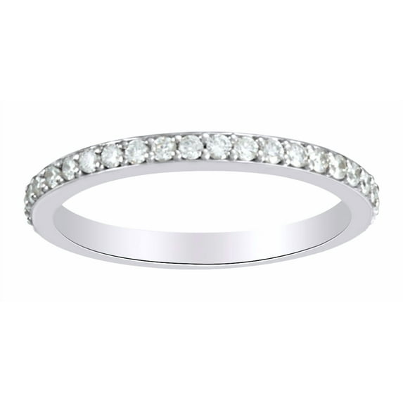AFFY Round Cut White Natural Diamond Engagement Band Ring In 14K Solid White Gold (0.33 Cttw)
