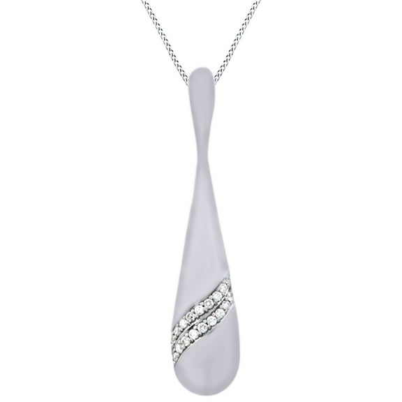 AFFY Round Cut White Natural Diamond Fashion Pendant Necklace In 14k White Gold
