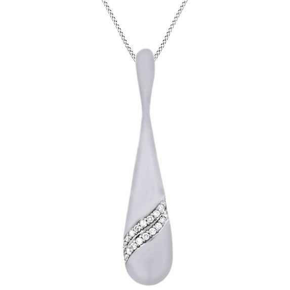 AFFY Round Cut White Natural Diamond Fashion Pendant Necklace In 14k White Gold