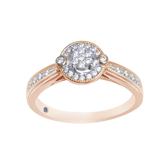 AFFY Round Cut White Natural Diamond Frame Cluster Promise Ring in 10k Solid Rose Gold (0.17 Cttw) - 10