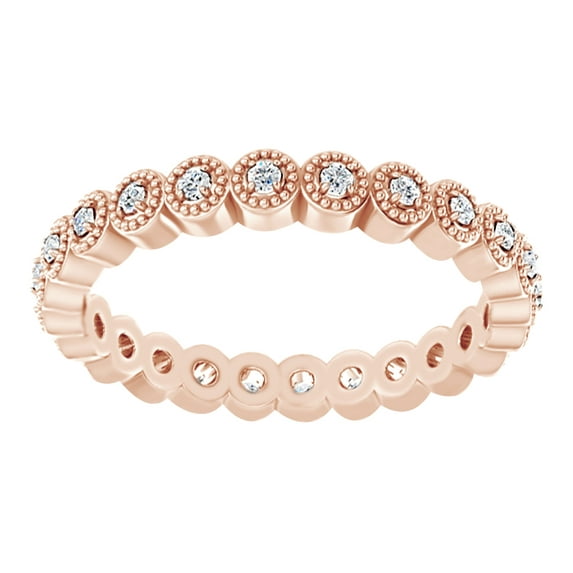 AFFY Round Cut White Natural Diamond Full Eternity Band Ring In 14K Solid Rose Gold (0.25 Ct), Ring Size-4