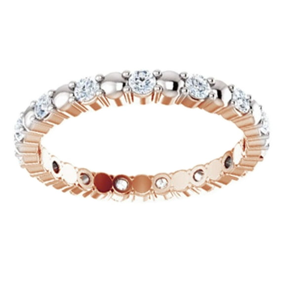 AFFY Round Cut White Natural Diamond Full Eternity Band Ring In 14K Solid Rose Gold (0.5 Ct), Size-4