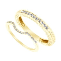 AFFY Round Cut White Natural Diamond His and Hers Wedding Band Set in 14K Yellow Gold (0.33 Cttw)