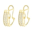 thumbnail image 1 of AFFY Round Cut White Natural Diamond Huggie Hoop Earrings In 14k Yellow Gold, 1 of 1