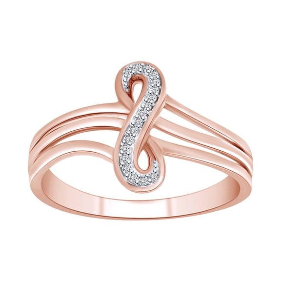AFFY Round Cut White Natural Diamond Infinity Split Shank Ring In 10K Solid Rose Gold-Ring Size-9