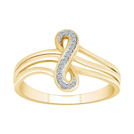 AFFY Round Cut White Natural Diamond Infinity Split Shank Ring In 10K Solid Yellow Gold-Ring Size-7