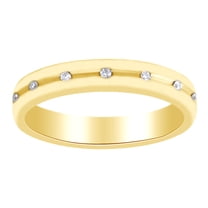 AFFY Round Cut White Natural Diamond Men's Band Ring In 14K Solid Yellow Gold (0.1 Ct) By