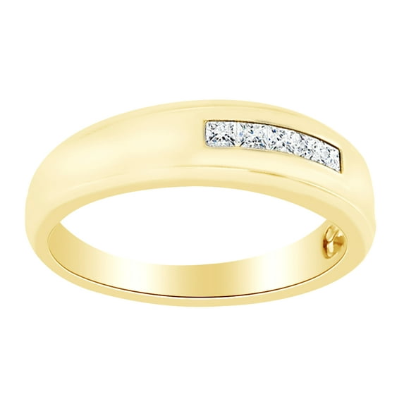 AFFY Round Cut White Natural Diamond Men's Band Ring In 14K Solid Yellow Gold (0.25 Ct)