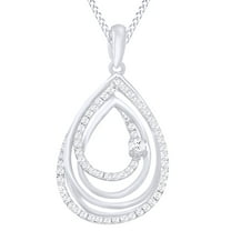 AFFY Round Cut White Natural Diamond Teardrop Pendant Necklace In 14k White Gold