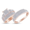 thumbnail image 1 of AFFY Round Cut White Natural Diamond Trio Engagement Wedding Band Ring Set In 10K Solid Rose Gold, 1 of 8