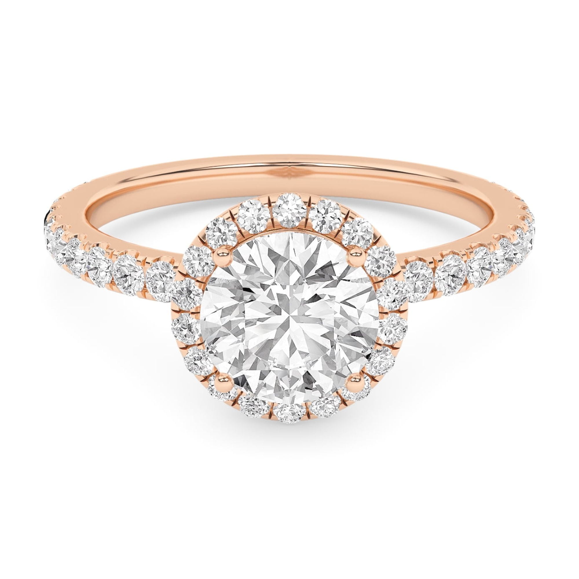 AFFY Round Halo Engagement Rings For Women, 1.50 Carat (ctw) Lab Created Moissanite Promise Rings For Her In 10k Solid Rose Gold | VVS1 Quality Ring Size-10