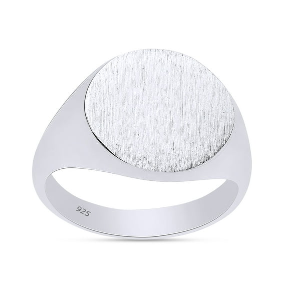 AFFY Round Shape 14K White Gold Plated 925 Sterling Silver Singnet Ring, Ring Size 9.5