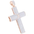 thumbnail image 1 of AFFY Round Shape 3 Cttw White Natural Diamond Iced Out Hip Hop Jewelry Cross Pendant In 10k Solid Rose Gold, 1 of 1