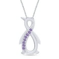 thumbnail image 1 of AFFY Round Shape Simulated Alexandrite Penguin Infinity Pendant Necklace In 14K White Gold Over Sterling Silver, 1 of 5
