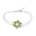 thumbnail image 1 of AFFY Round Shape Simulated Peridot Flower Chain Bracelets In 14k White Gold Over Sterling Silver -7.5", 1 of 2