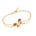 thumbnail image 1 of AFFY Round Shape Simulated Ruby Beautiful Butterfly Chain Bracelets In 14k Yellow Gold Over Sterling Silver -7.5", 1 of 1