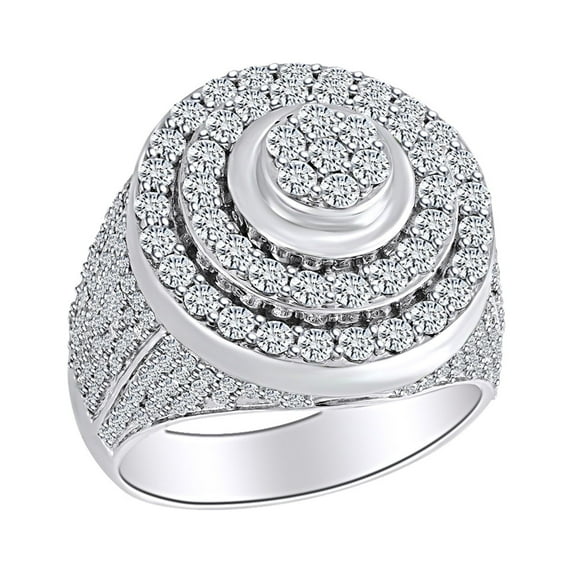 AFFY Round Shape Simulated White Cubic Zirconia Men's Halo Engagement Ring 10K Solid Gold