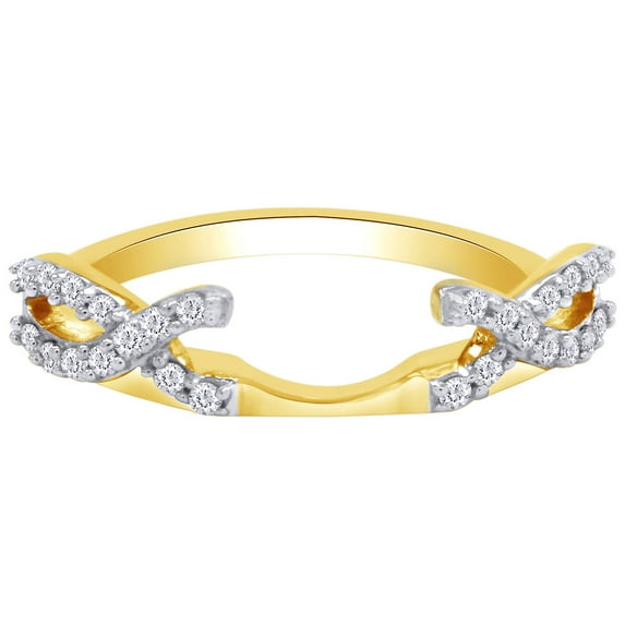 AFFY Round Shape White Cubic Zirconia Infinity Enhancer Guard Ring 10K Yellow Gold-8