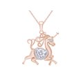 thumbnail image 1 of AFFY Round Shape White Cubic Zirconia Unicorn Horse Pendant Necklace In 14k Rose Gold Over Sterling Silver, 1 of 6