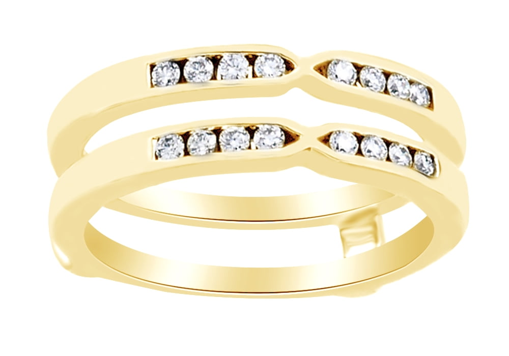 AFFY Round Shape White Diamond Ring Guard Enhancer In 14K Yellow Gold ...