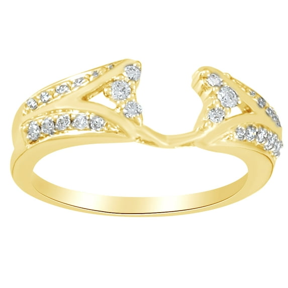 AFFY Round Shape White Diamond Wrap Style Enhancer Ring In 14K Yellow Gold (0.25 Cttw)
