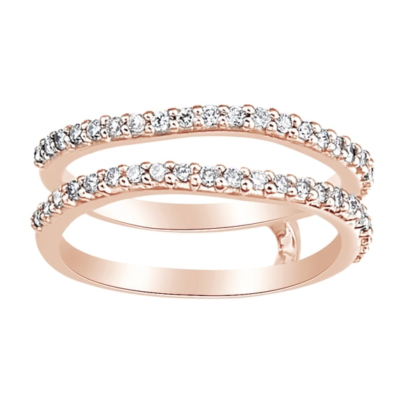 AFFY Round Shape White Natural Diamond Enhancer Ring Guard In 14K Rose Gold (0.33 Cttw)