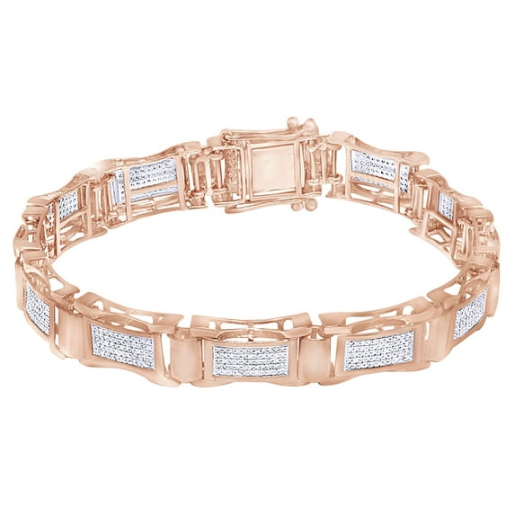 AFFY Round Shape White Natural Diamond Tennis Bracelet In 10k Rose Gold (2.50 cttw)-7.5"