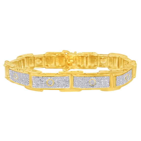 AFFY Round Shape White Natural Diamond Tennis Bracelet In 10k Yellow Gold (5.00 cttw)-8.5"