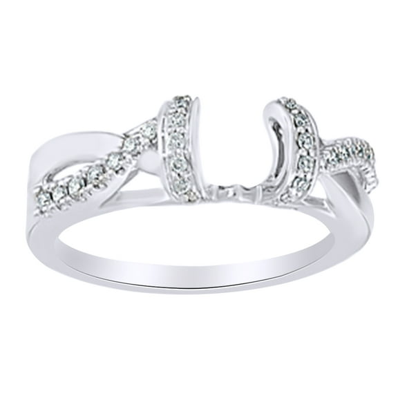 AFFY Round Shape White Natural Diamond Wrap Style Enhancer Ring In 14K White Gold (0.2 Cttw)