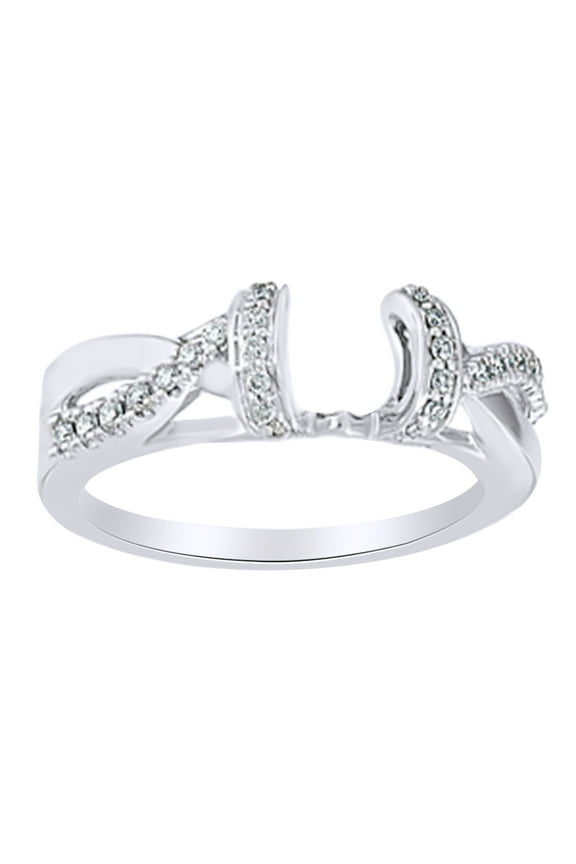 Round Shape White Natural Diamond Wrap Style Enhancer Ring In 14K White Gold (0.2 Cttw)