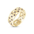 thumbnail image 1 of AFFY Round Simulated Amethyst Hollowing Flower Ring for Women 14K Yellow Gold over Silver-6.5, 1 of 5