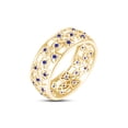 thumbnail image 1 of AFFY Round Simulated Blue Sapphire Hollowing Flower Ring for Women 14K Yellow Gold over Silver-8.5, 1 of 5