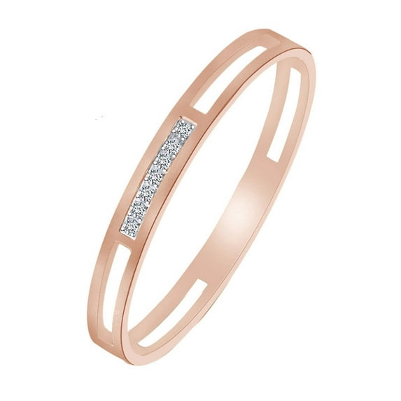 AFFY Round White Cubic Zirconia 14k Rose Gold Over Sterling Silver Bangle Bracelet 7.5"