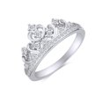 thumbnail image 1 of AFFY Round White Cubic Zirconia Princess Crown Ring for Women 14K White Gold over Sterling Silver-11.5, 1 of 6