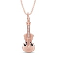 thumbnail image 1 of AFFY Round White Cubic Zirconia Violin 14k Rose Gold Over Sterling Silver Pendant Necklace, 1 of 5