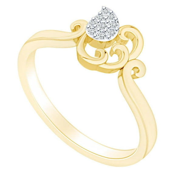 AFFY Round White Natural Diamond Accent Vintage Style 14k Yellow Gold Over Sterling Silver Ring