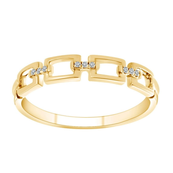 AFFY Round White Natural Diamond Link Stackable Ring In 10K Solid Gold-Ring Size-5