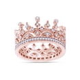 thumbnail image 1 of AFFY Royal Style Round Shape White Cubic Zirconia Crown Ring In 14K Rose Gold Over Sterling Silver, 1 of 8